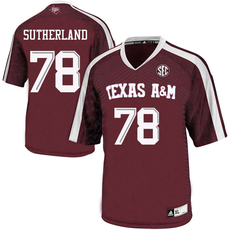 Men #78 Keaton Sutherland Texas A&M Aggies College Football Jerseys-Maroon - Click Image to Close